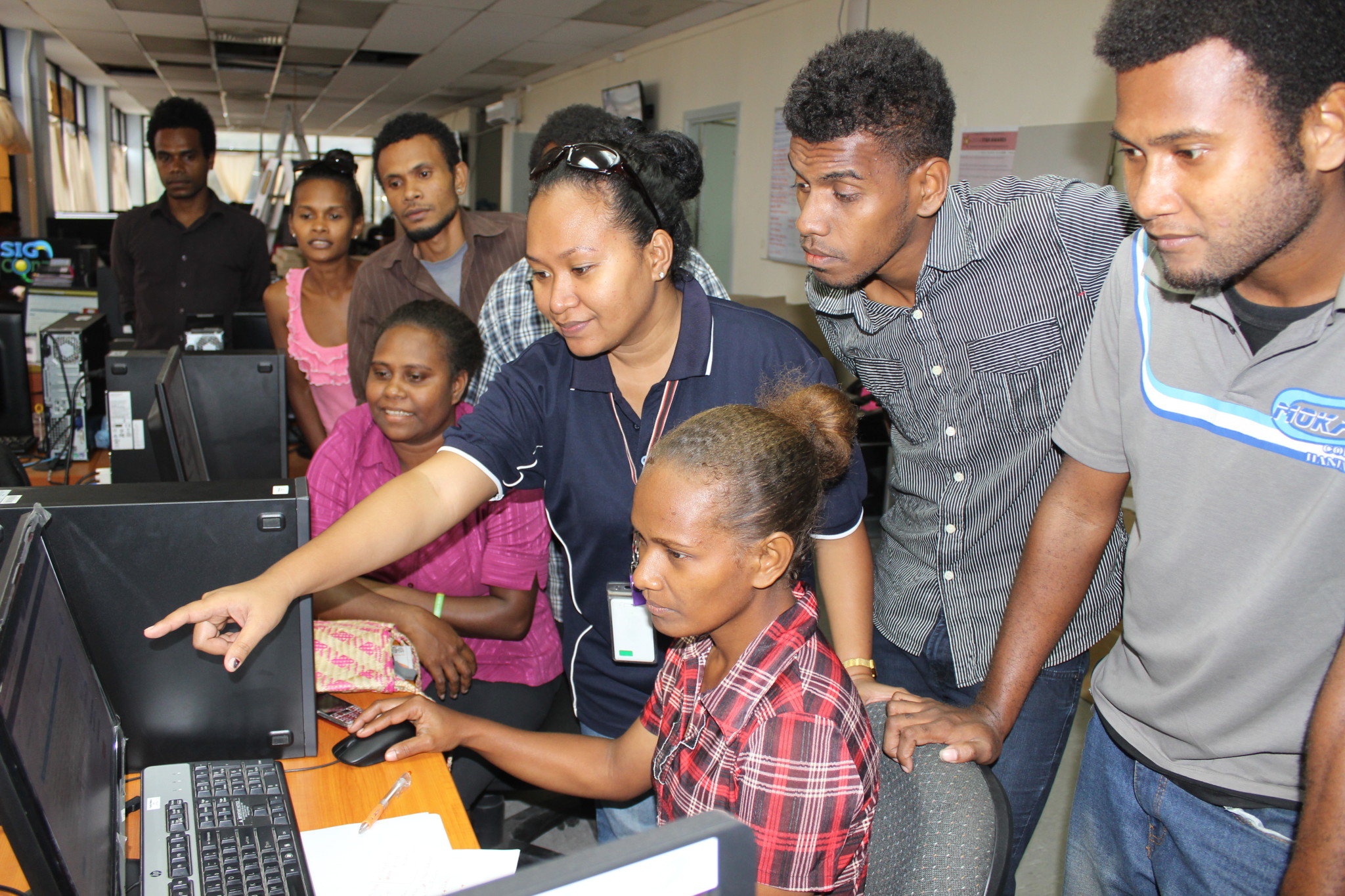Interns learning in ICT workshop