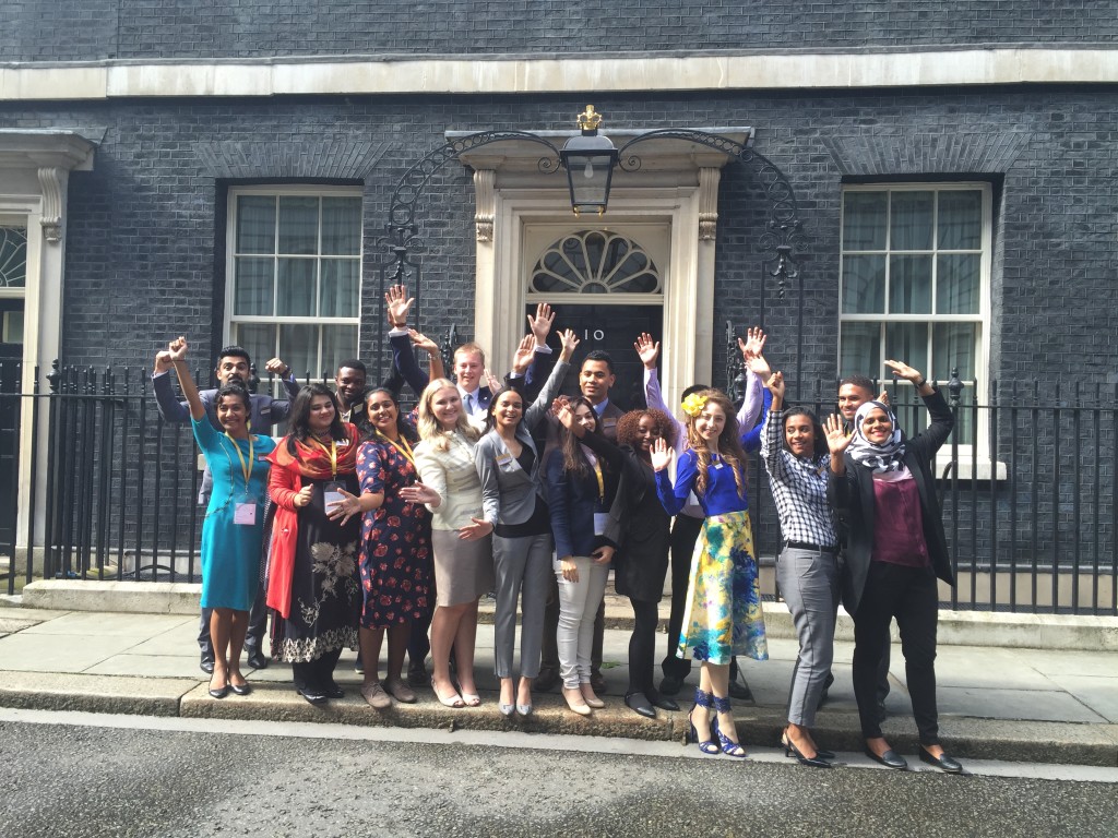 Queens Young Leaders in front of that famous black door