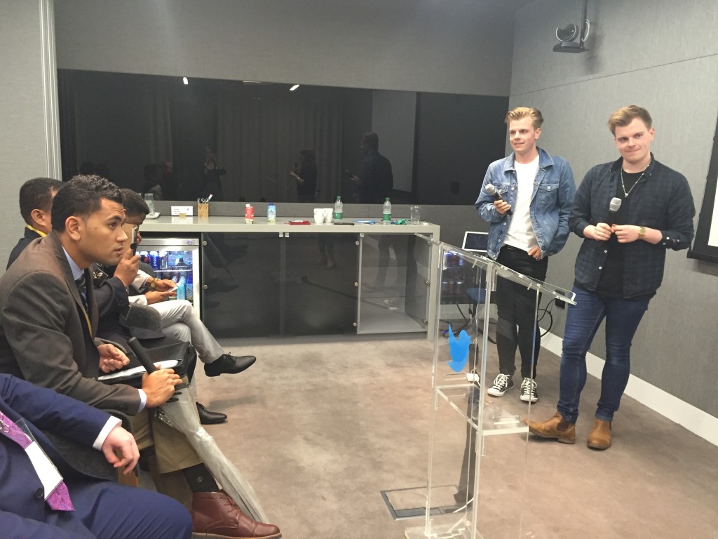 Listening intently to YouTube stars Niki and Sammy at Twitter HQ